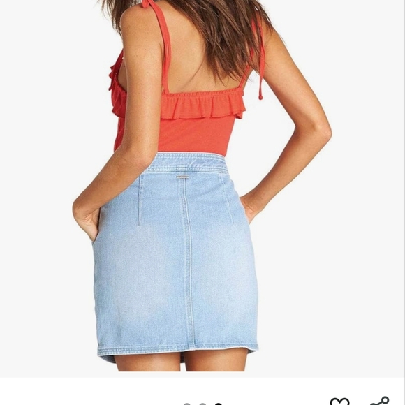 2/$20 Billabong Light Blue Denim Mini Skirt - Picture 2 of 5